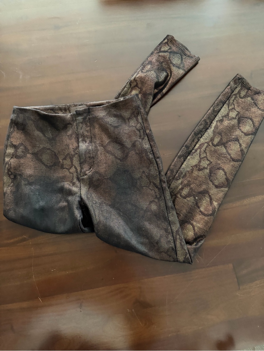 MOTHER The High Waisted Seamless Looker Ankle Snakeskin Bronze Metallic Pants - Picture 4 of 8